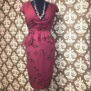 🐦 Peplum Dress w/sparrows 🐦